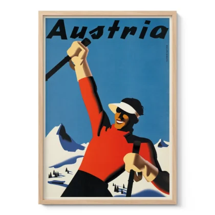 Vintage Austria Ski Travel Poster by Joseph Binder