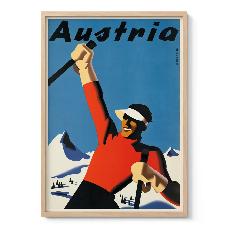 Vintage Austria Ski Travel Poster by Joseph Binder