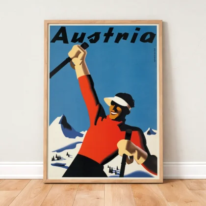 Vintage Austria Ski Travel Poster by Joseph Binder