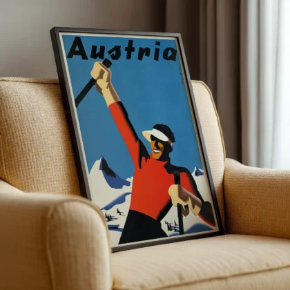 Vintage Austria Ski Travel Poster by Joseph Binder