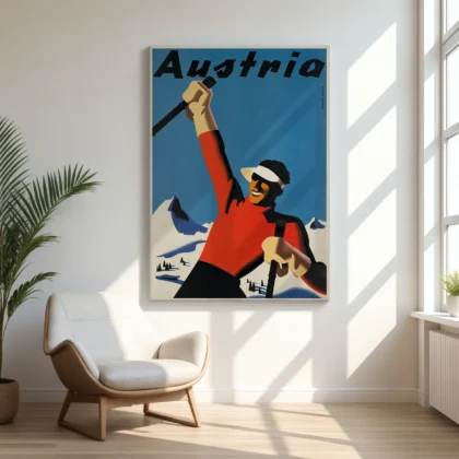 Vintage Austria Ski Travel Poster by Joseph Binder