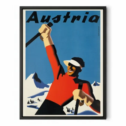 Vintage Austria Ski Travel Poster by Joseph Binder