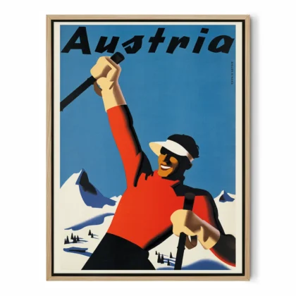 Vintage Austria Ski Travel Poster by Joseph Binder
