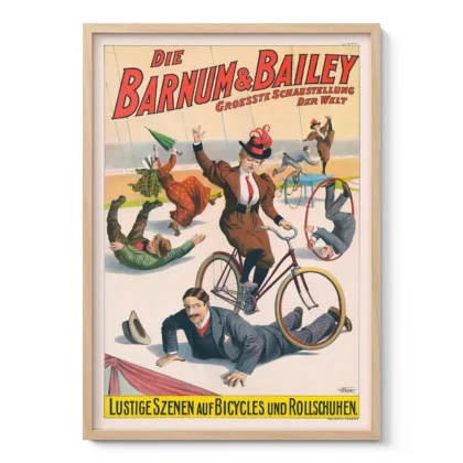 Vintage German Circus Poster – Barnum & Bailey Bicycle Act