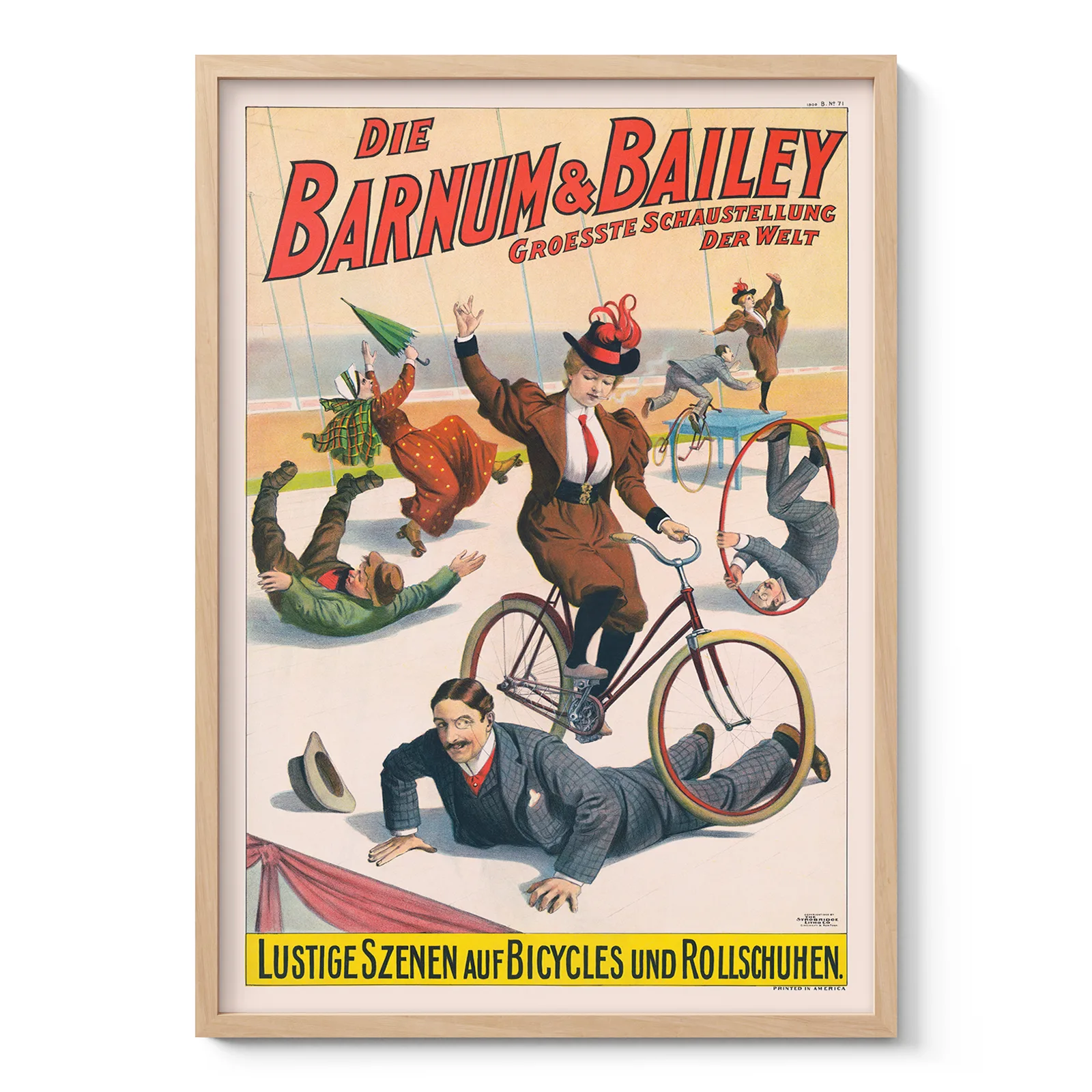 Vintage German Circus Poster – Barnum & Bailey Bicycle Act