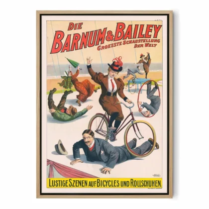 Vintage German Circus Poster – Barnum & Bailey Bicycle Act