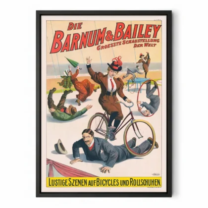 Vintage German Circus Poster – Barnum & Bailey Bicycle Act