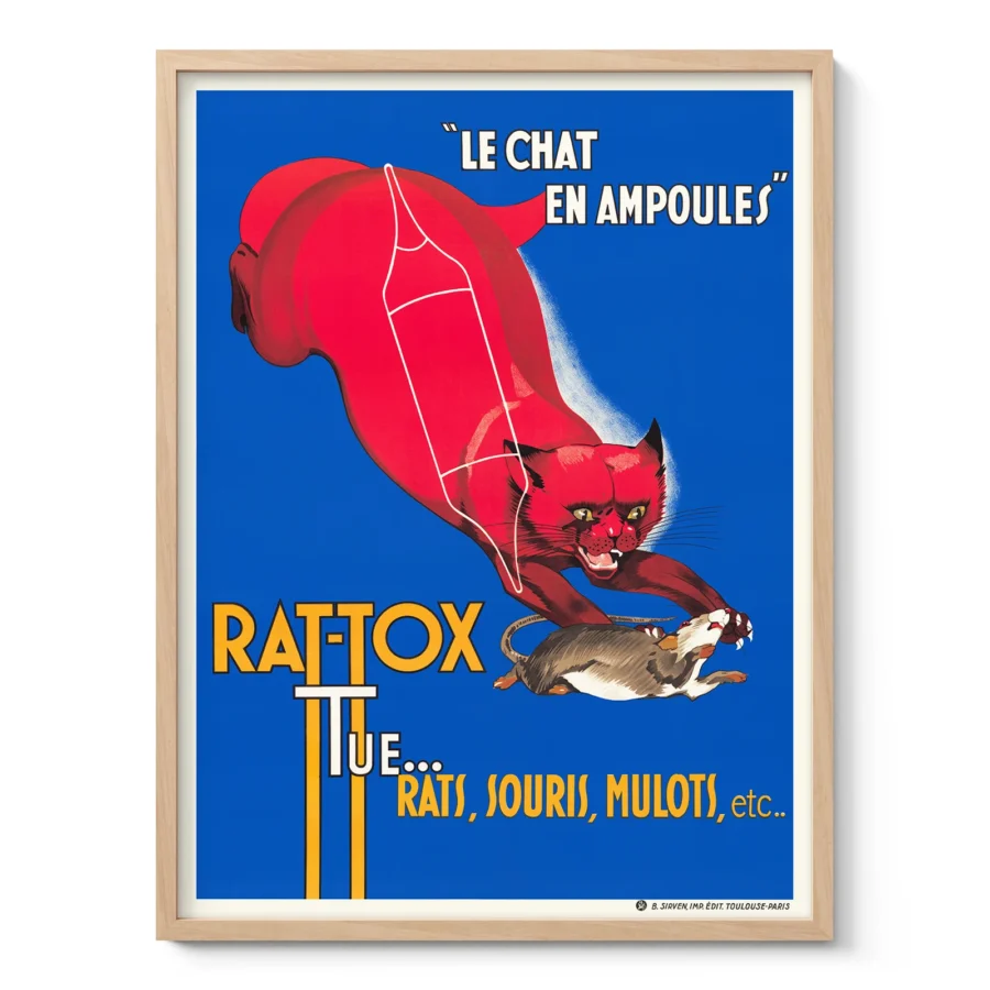 Vintage Cat Poster – French Advertising Wall Art
