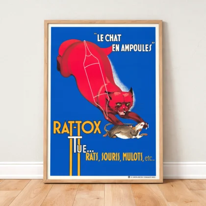 Vintage Cat Poster – French Advertising Wall Art