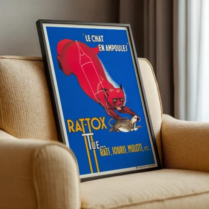 Vintage Cat Poster – French Advertising Wall Art