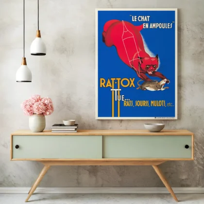 Vintage Cat Poster – French Advertising Wall Art