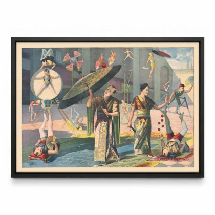 Vintage Circus Poster – Asian Acrobats Wall Art
