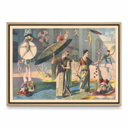 Vintage Circus Poster – Asian Acrobats Wall Art
