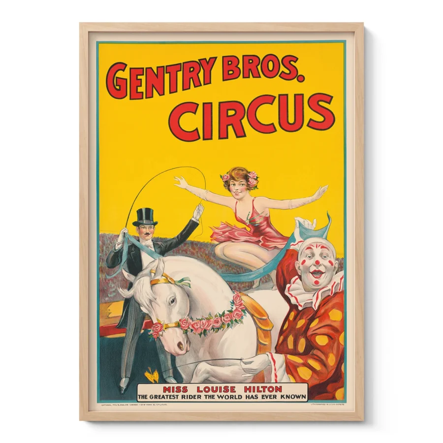Vintage Circus Poster – Gentry Bros Advertising Wall Art