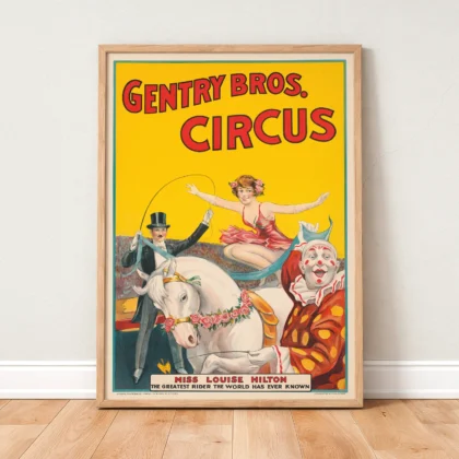 Vintage Circus Poster – Gentry Bros Advertising Wall Art