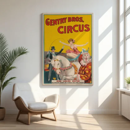 Vintage Circus Poster – Gentry Bros Advertising Wall Art