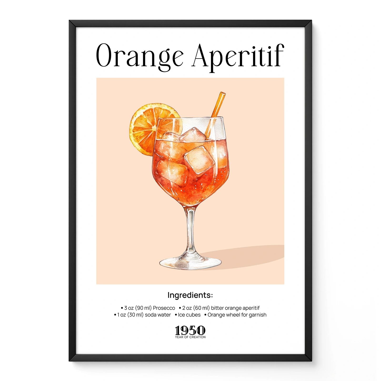 Vintage Cocktail Wall Art – Drink Recipe Poster