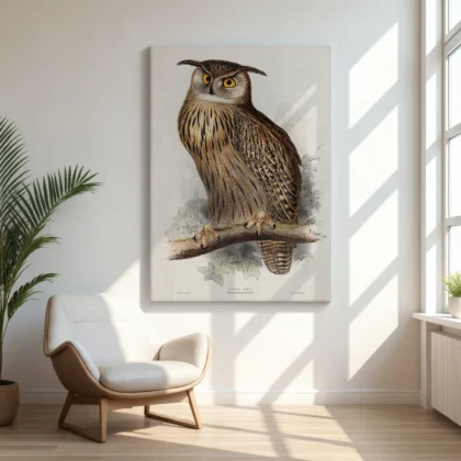 Vintage Eagle Owl Print by Edward Lear