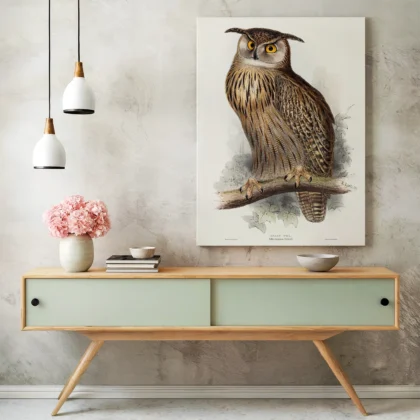 Vintage Eagle Owl Print by Edward Lear