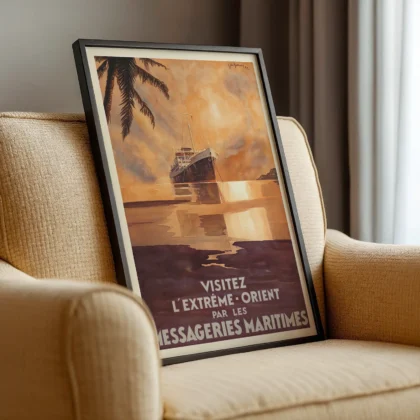Vintage Far East Travel Poster by Jean des Gachons