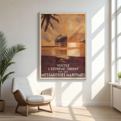 Vintage Far East Travel Poster by Jean des Gachons
