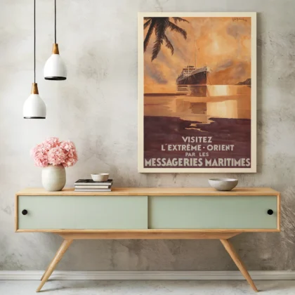 Vintage Far East Travel Poster by Jean des Gachons