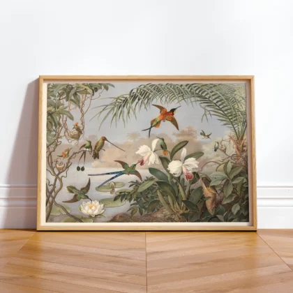 Vintage Hummingbird Botanical Print
