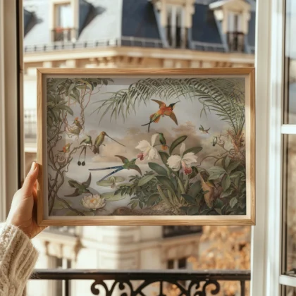 Vintage Hummingbird Botanical Print