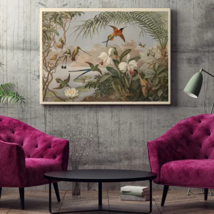 Vintage Hummingbird Botanical Print