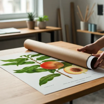 Vintage Peach Print – Botanical Art by A. J. Wendel