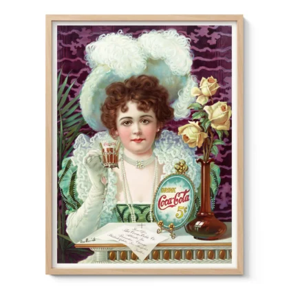 Vintage Soda Advertising Poster – 1890s Woman Wall Art