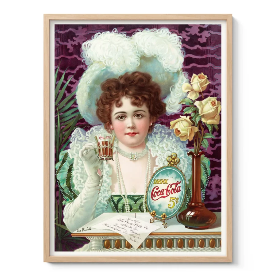 Vintage Soda Advertising Poster – 1890s Woman Wall Art
