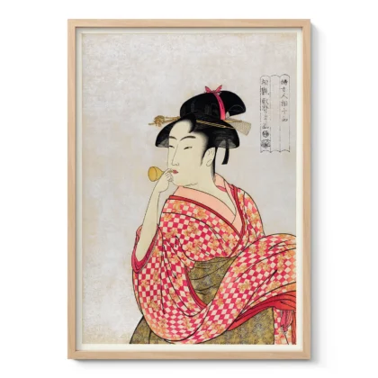 Japanese Print by Kitagawa Utamaro – Woman with Popen