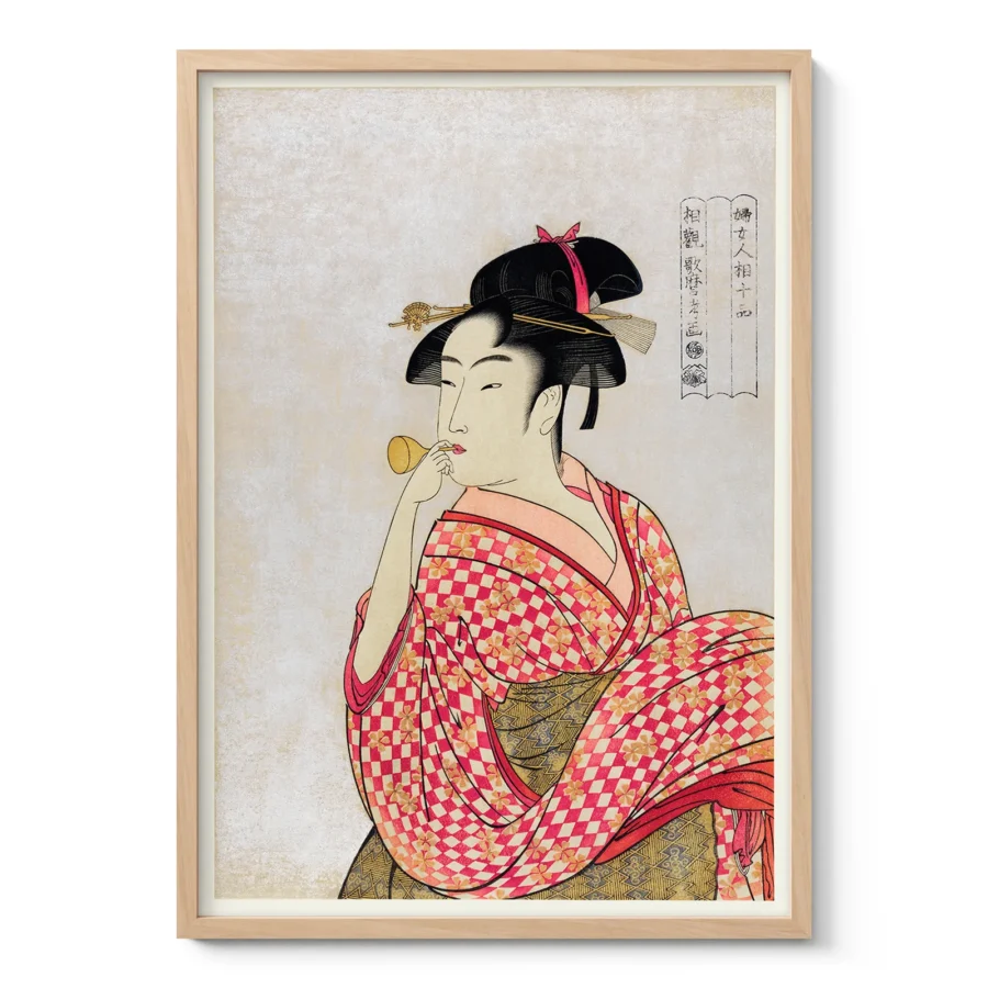 Japanese Print by Kitagawa Utamaro – Woman with Popen