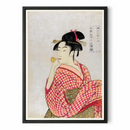 Japanese Print by Kitagawa Utamaro – Woman with Popen