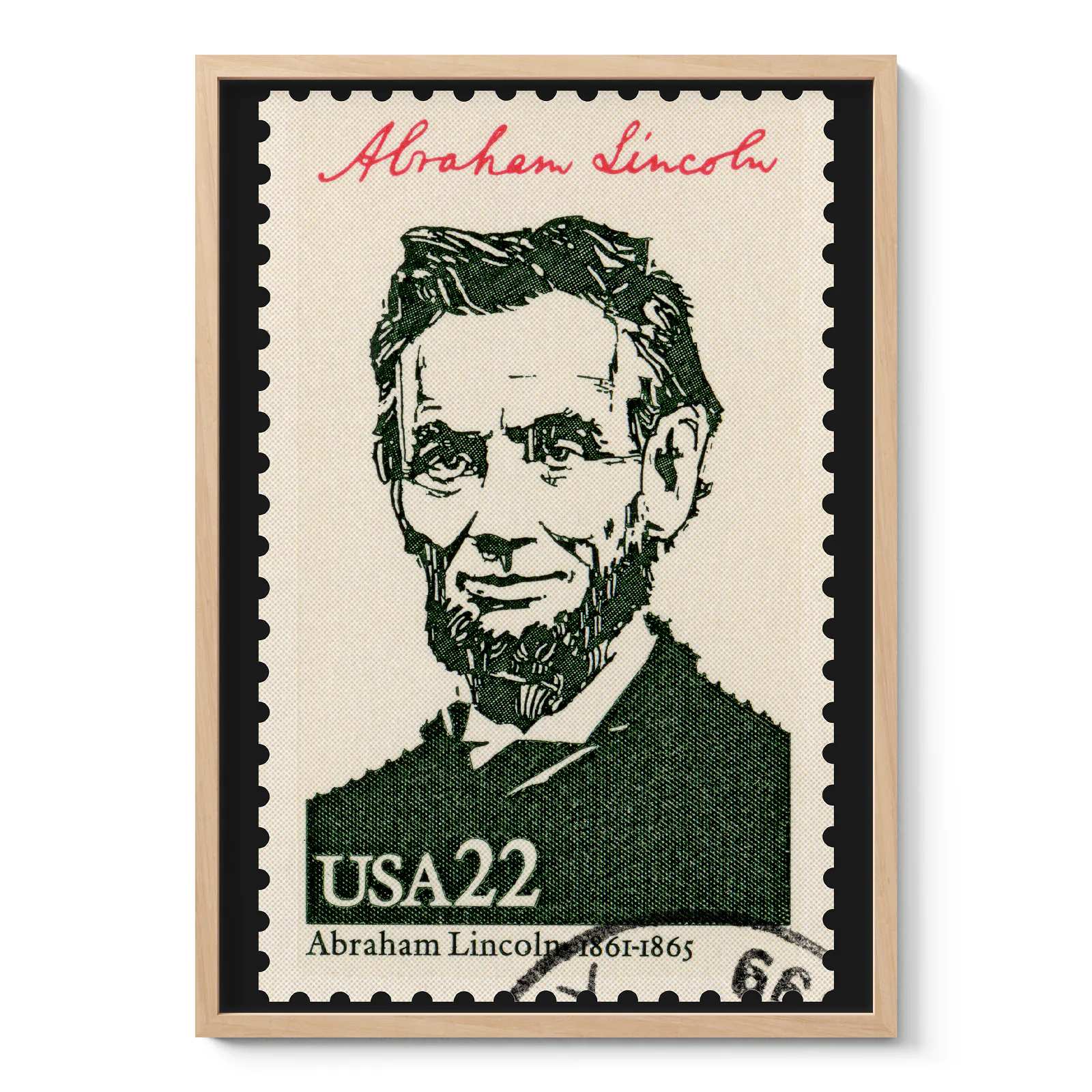 Abraham Lincoln Wall Art – Vintage USA Postal Stamp