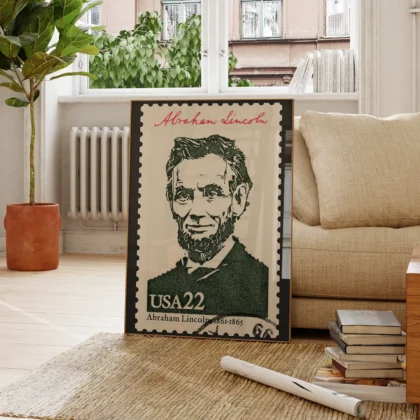 Abraham Lincoln Wall Art – Vintage USA Postal Stamp