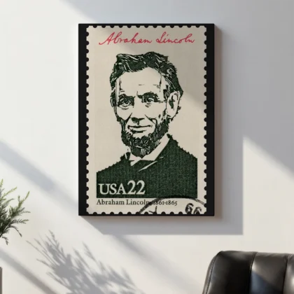 Abraham Lincoln Wall Art – Vintage USA Postal Stamp
