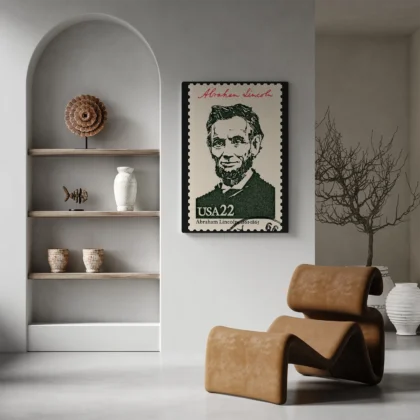 Abraham Lincoln Wall Art – Vintage USA Postal Stamp