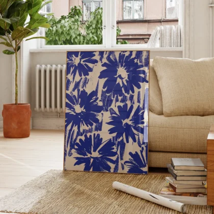 Abstract Blue Flowers Wall Art