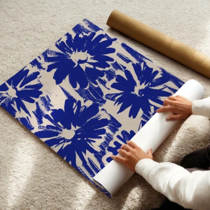 Abstract Blue Flowers Wall Art