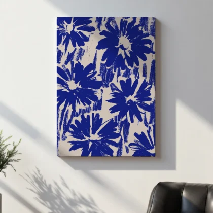 Abstract Blue Flowers Wall Art