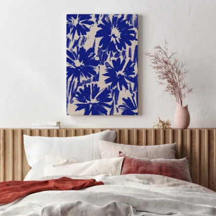 Abstract Blue Flowers Wall Art