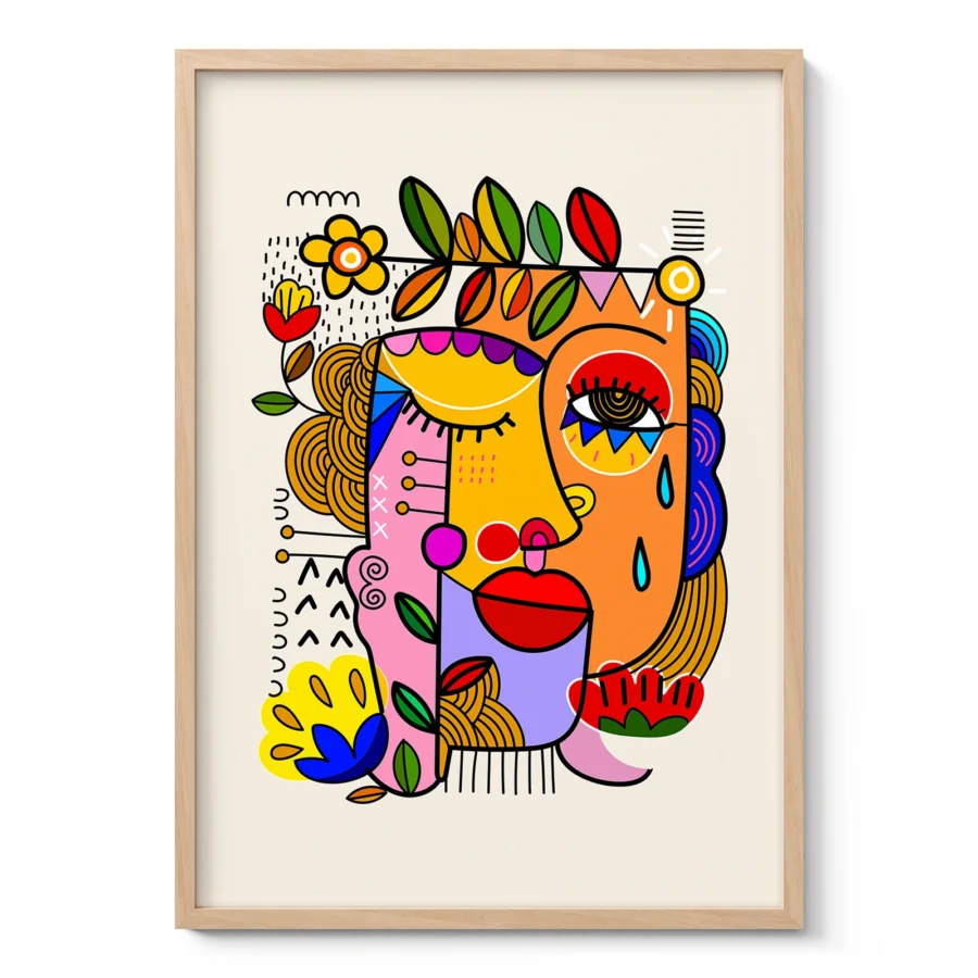 Abstraktes Gesicht Wandbild