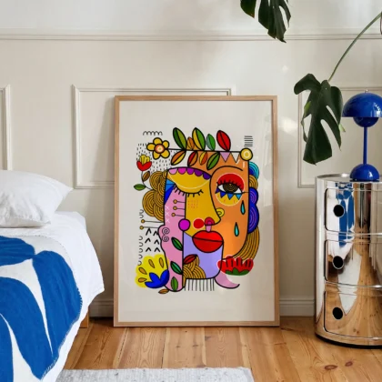 Abstraktes Gesicht Wandbild