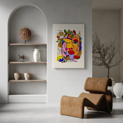Abstraktes Gesicht Wandbild