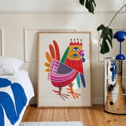 Wandbild abstrakter Hahn