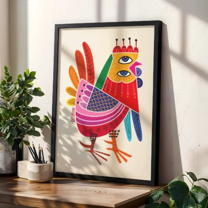 Wandbild abstrakter Hahn