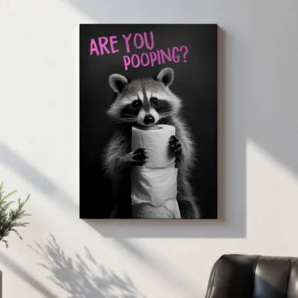 Wandbild – Waschbär mit Toilettenpapier