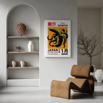 Japanese Octopus Banana Print – Orange
